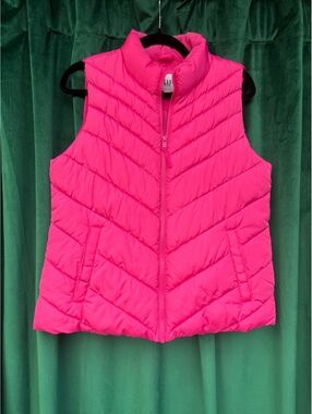 GAP Women's Pink Quilted Puffer Vest Medium